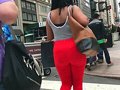 Hidden Camera Captures Cute Ebony's Beautiful Chocolate Ass Up Close