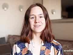 WOW ANCA'S SHAVED PUSSY POUNDED INTENSELY WITH DILDO BENT OVER!