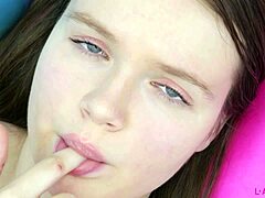 Russian Model Strips Sexy Brunette Body on Sofa for Daddy Casting