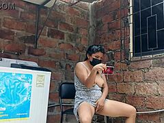 hey, my slutty neighbor flashes her pussy under that dress in the yard