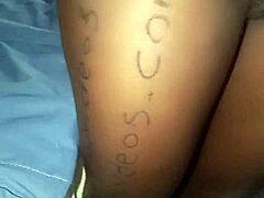 Ebony woman shows smooth shaved hairless pussy in quick verification clip