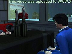 wife and old friend share asian cuckold desk fuck in cartoon threesome?