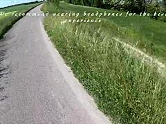 Lost Petite Cutie Sucks Huge Cock in Forest Garden