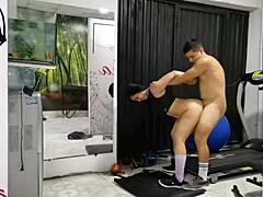 shhh my trainer covers my mouth during rough anal creampie in gym 😩🍑💦