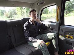 busty blonde milf cougar creampied hard in white leggings fake taxi ride