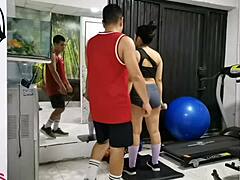 shhh my trainer covers my mouth during rough anal creampie in gym 😩🍑💦