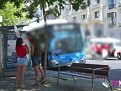 sexy mature sandra kisses strangers then takes rough outdoor fucks from random men in public cowgirl and missionary