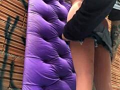 eating this married chick's ass with a sex toy right in the favela 🔥🍑