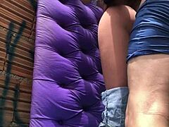 eating this married chick's ass with a sex toy right in the favela 🔥🍑