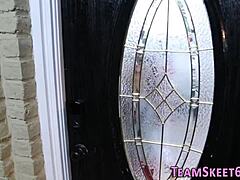 innocent teen babysitter with glasses and braces gets creamed hard