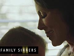 oh god, this stunning milf's wet shaved pussy gets SLAMMED doggystyle by stepson, then she RIDES him cowgirl sloppy!