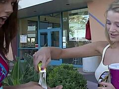 Lesbian Brunette And Blonde Babes Dildo Fuck After Cunt Licking Orgasms!