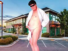 i strip tease and masturbate gaping pussy with vibrator in public parking lot close-up