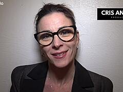 Kyara Nyx squirts after Cris Angelo's office anal creampie pounding