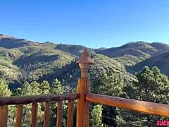 all natural teen sucks boyfriend's cock deep in woods then swallows.