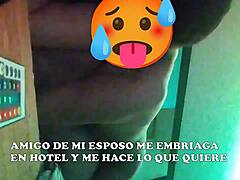 After the party husband's friend drags latina wife to hotel rips her tight ass on camera then she begs for more