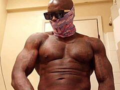 Subscribe to hallelujah johnson jeremiah's muscular bodybuilder worshiping his own big black hairy cock