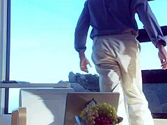 a beautiful girl with small tits rode a strong man hard on the boat