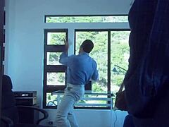 a beautiful girl with small tits rode a strong man hard on the boat