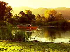 a beautiful girl with small tits rode a strong man hard on the boat