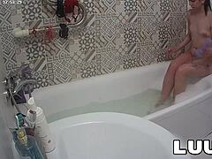 i luv watching elika shave legs flashing tits voyeur bathroom reality