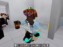 two avatars fuck wildly in roblox then hit public restroom for outdoor action