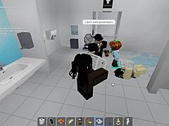 two avatars fuck wildly in roblox then hit public restroom for outdoor action