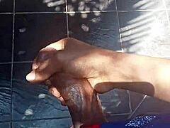 stroking my throbbing cock outdoors feels so risky