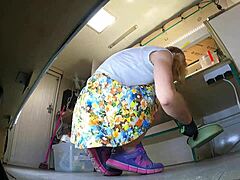 Dumb bitch miniskirt ass exposed on hidden cam