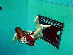 hairy brunette teen marketa swims underwater pussy tease