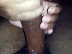 Desi neighbor teen strokes massive cock to explosive cumshot!