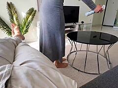 Step Mom Catches Boner Helps Shoot Cum on Big Ass!