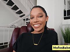 Eden West Sucks Charles Dera's Huge White Cock Then Gets Her Shaved Ebony Pussy Pounded Hard