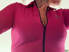 she hits the gym in her hood sweating buckets from pussy heat dripping down her big natural tits and tattooed belly