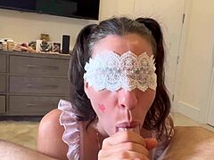 i give the super sloppiest blowjob as cute bunny girl swallowing all cum