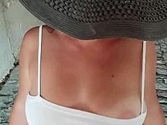 hey stepmom teases her huge natural tits publicly then blows me outdoors 💦👅