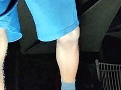 skinny brunette workouts in park gym solo