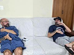 Blindfolded Submissive Wife Lets Husband's Friend Join Bedroom Cuckold Fuck