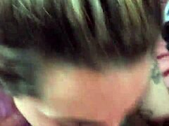 Blonde girlfriend DEEPTHROATS friend's cock swallowing every drop of CUM!