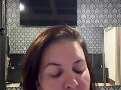 Brunette Mature Rips Clothes Teases Slaps Tits