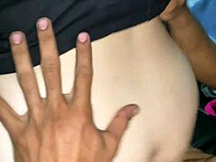 Colombian teen brunette in stockings gets hardcore doggystyle from transsexual lover missionary style