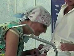 Ugly granny's hairy cunt stretched wide in brutal first-time fisting by mad doctor