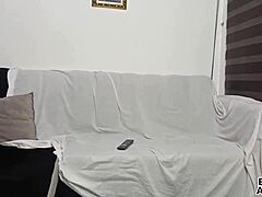 omg almost caught fucking my stepdad on the sofa his big cock feels so good 😱🍑 his wife nearly walks in!!