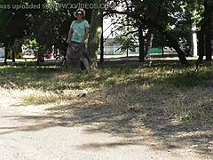 hairy chubby mature flashes beaver through see-through dress publicly