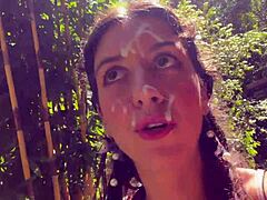 Skinny Teen's Face Drenched in Public Locker Cum Walk