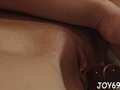 young teen with small tits stuffs her tight pussy using xxl dildos in solo play