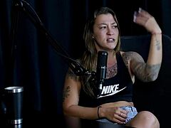 safada strips sensual, flaunts tits, spills trans virgin story on sheer red