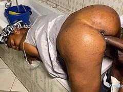 lucky plumber gets one steamy bathroom romp with skinny babe