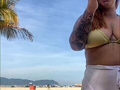 whoops these shorts are flashing my big pussy at the beach!