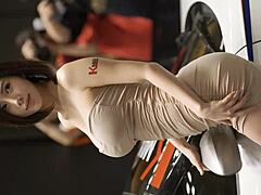 hot seoul korean racing girl strips for intense asian action